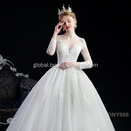  luxury lace white bridal long tail bridal wedding dress white Factory